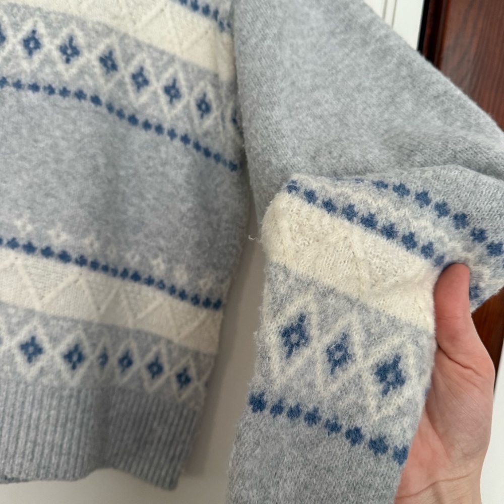Aerie unReal Fairisle Cardigan Sweater in Medium Heather Gray Size Medium - Picture 5 of 9